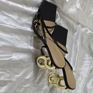 fashion nova Black and Gold Chain Heels